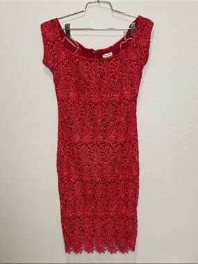 Rubber Ducky Productions, Inc. Bold Red Lace Midi Dress